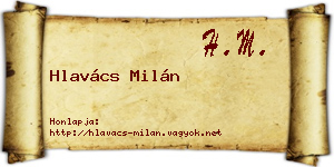 Hlavács Milán névjegykártya