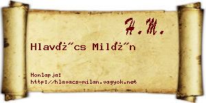 Hlavács Milán névjegykártya